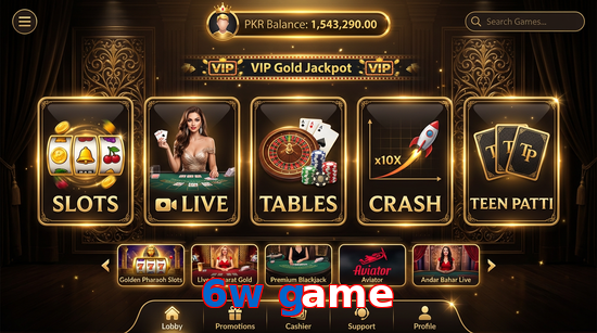Main screen of 6W Game casino page for PK players